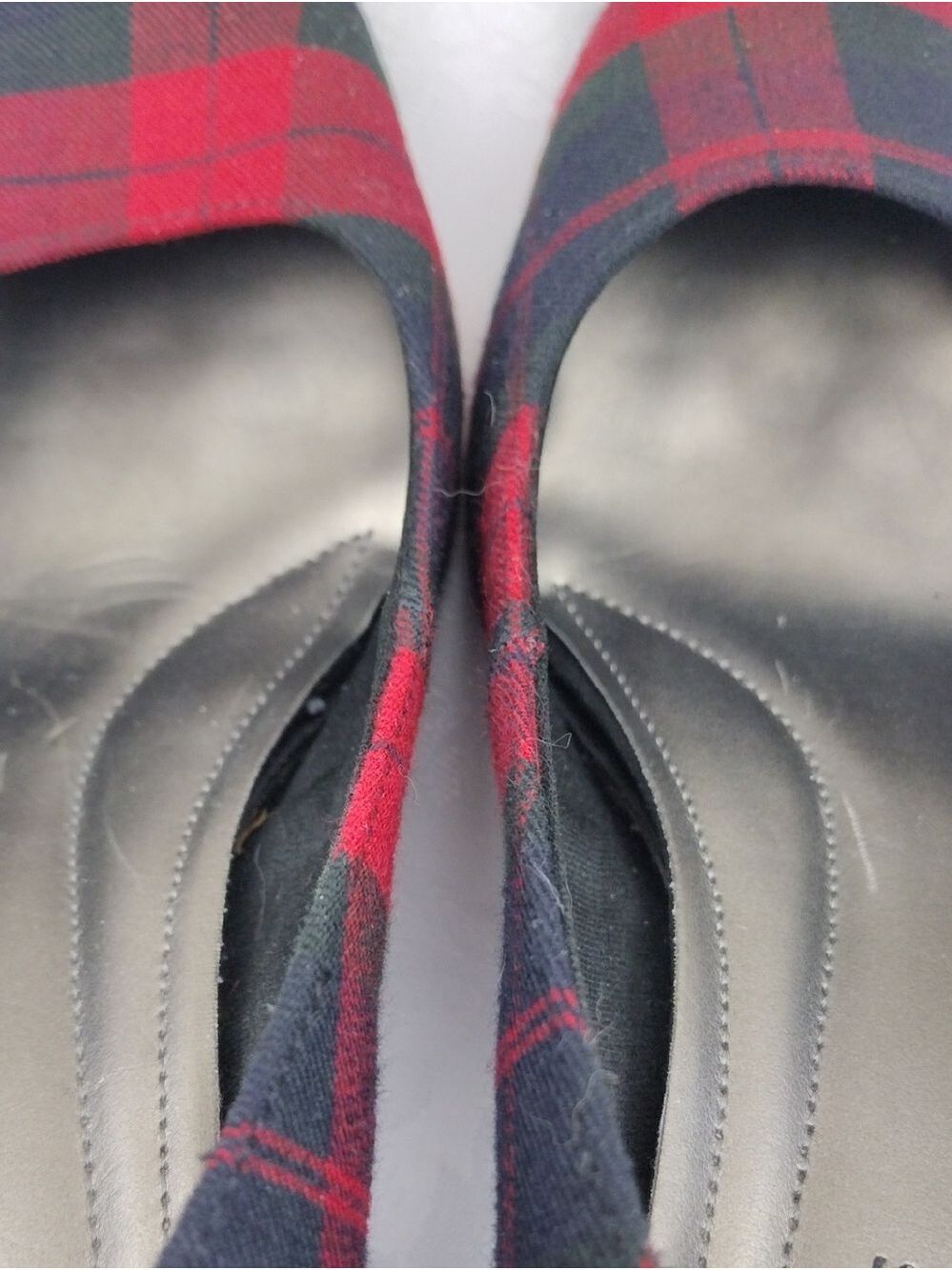 Comfort Plus by Predictions Black Red Plaid Fabric Point Toe High Heel Pump Shoe - Picture 14 of 16